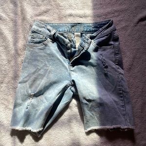 Justice mid thigh ripped jean shorts